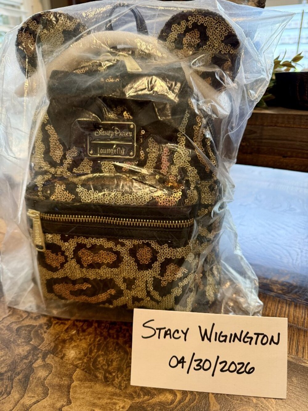 Disney Parks Minnie Mouse Sequined Animal Print Loungefly Mini Backpack